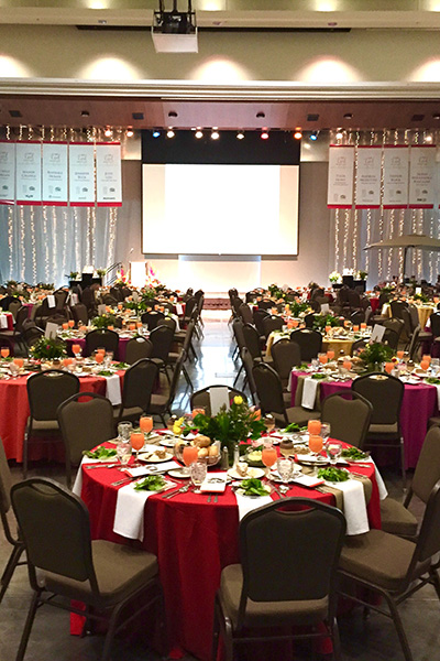Viridian space setup for fundraiser dinner